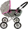 Karrocë lodër për kukulla Gray Doll Stroller, skelet metalik, me kapak, gri me yje