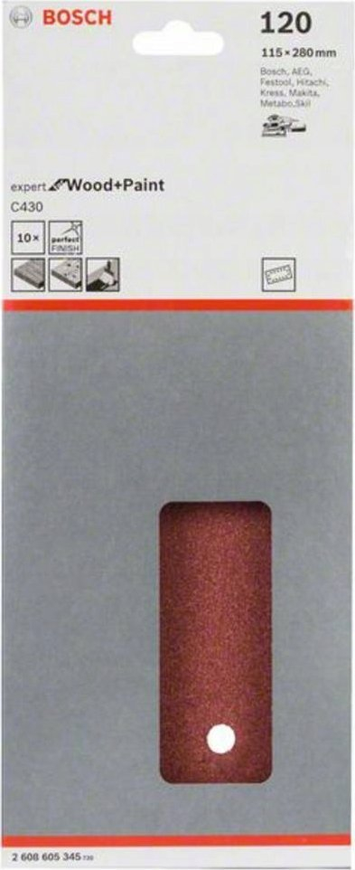 Letër gërryese Bosch C430, 115 x 280mm, granulim 120, paketo 10 copë