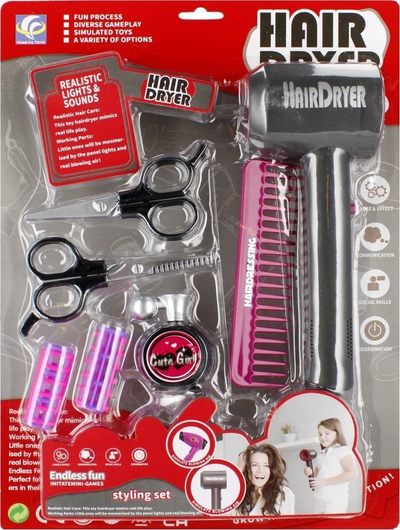 Set lodër parukerie MEGA CREATIVE 532535, me aksesore, me shumë ngjyra