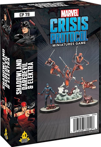 Set miniaturash Marvel Crisis Protocol Shadowland Daredevil dhe Elektra, zgjerim loje, plastike, shumëngjyrësh