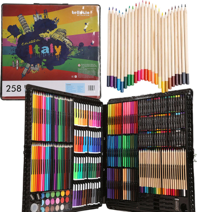 Set vizatimi Belleflo Colorful Italy, 258 pjesë, lapsa dhe flomasterë, valixhe e zezë