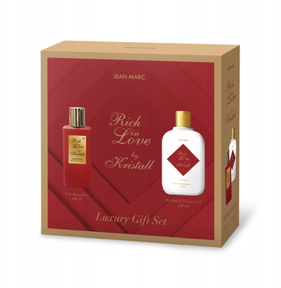 Set dhuratë Jean Marc Rich In Love, parfum 100ml, xhel dushi 250ml, i kuq