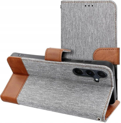 Kllëf telefoni Jeans Book Holster për Xiaomi Redmi Note 14 Pro 4G, me xhepa për karta, magnetik, gri