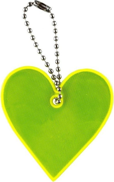 Tag reflektues NexTorch Heart, në formë zemre, 5.7 x 5.7cm, ngjyrë neon e verdhë