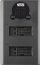 Karikues dykanalësh për kamera Newell DL-USB-C, për bateri AABAT-001, i zi
