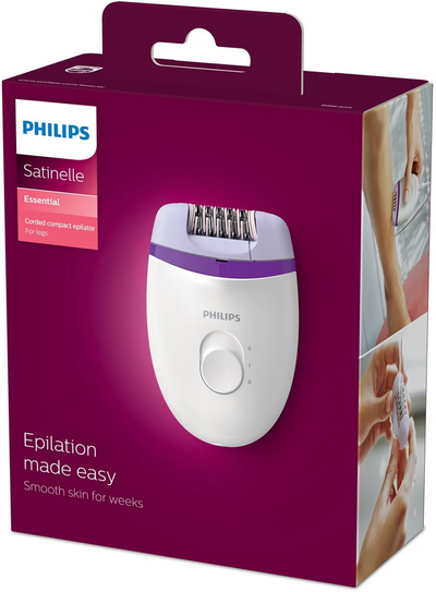 Epilator Philips Satinelle Essential BRE225/00, 2 shpejtësi, kokë e larshme, i bardhë