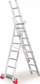 Shkallë tre-seksionale Faraone ST450/3N, 3x15 shkallë, alumini, gri