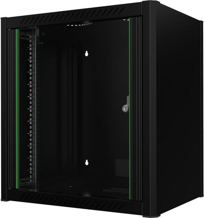 Kabinet rack muri Lanview RWM12U45BL, 12U, derë xhami, i zi