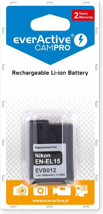 Батерија за камера Everactive EVB012, 1600mAh, литиум-јонска, за Nikon EN EL15