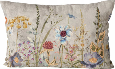 Jastëk dekorativ Boltze Home Blomster, 60 x 40 cm, pambuk, bezhë me jeshile