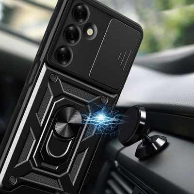 Заштитна маска Tech-Protect Camshield Pro за Samsung Galaxy M35 5G, прстен 360°, капак за камера, црна