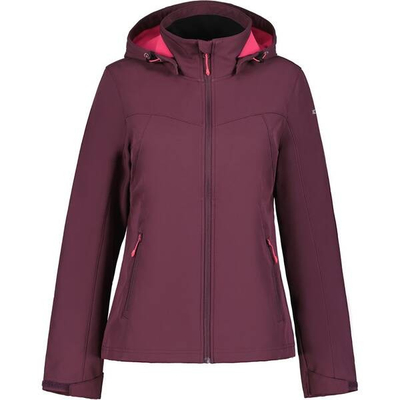 Xhaketë softshell për femra Icepeak BRENHAM, e brendshme fleece, kapuç i heqshëm, lejla e errët