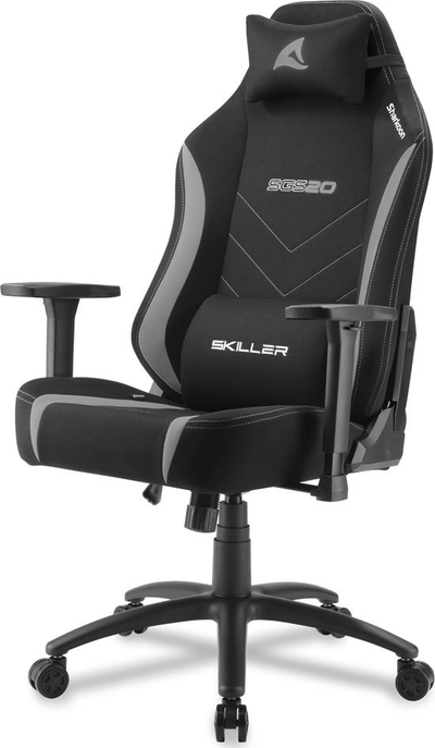 Karrige gaming Sharkoon SKILLER SGS20 Fabric, shtrirje mbështetëse gjer në 160°, mban deri 120 kg, e zezë