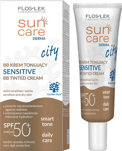 Krem BB për fytyrë Floslek Sun Care Derma City, SPF 50+, për lëkurë të ndjeshme, 30ml