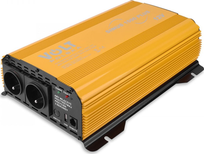 Invertor Volt Sinus Plus 12V 230V, 1000W 1500W, port USB, i verdhë