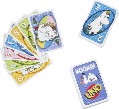 Lojë me letra Mattel UNO Moomin, për familje, 2 deri në 10 lojtarë