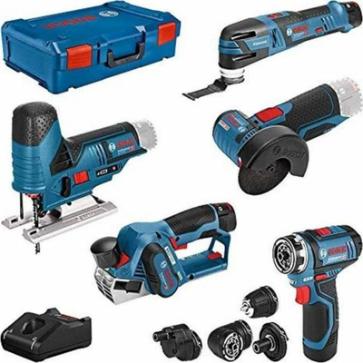 Set baterish dhe karikuesi Bosch 0615A0017D, 12V, 5 pjesë, me XL-Boxx