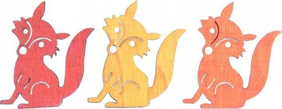 Dekor druri MFP Wooden Fox, 4 cm, set 12 copë, shumëngjyrësh