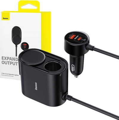 Ndarës prizë çakmaku Baseus, 30W, 3 porta, i zi