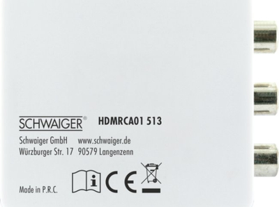 Konvertues videosh Schwaiger HDMRCA01 513, AV në HDMI, rregullues sinjali, i bardhë