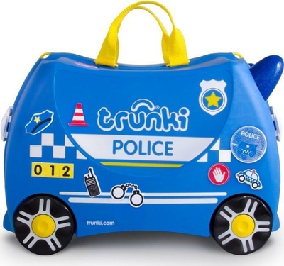 Детски куфер Trunki Ride-On Police Patrol Car Percy, 18L, син
