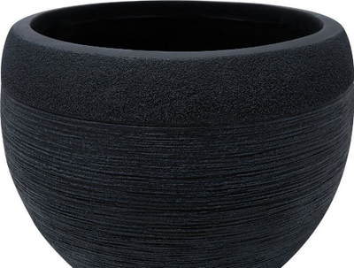 Vazo zbukuruese ZAKROS Stone Plant Pot, 38x38x30 cm, e zezë