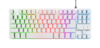 Tastierë gaming Trust GXT 833W Thado TKL, me kabllo, RGB, e bardhë