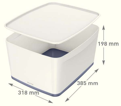 Kuti për rregullim Leitz MyBox 52161001, 18L, me kapak, e bardhë