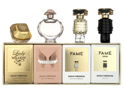 Set për femra Rabanne, EDP Million, 5 ml + EDP Olympea, 6 ml + EDP Fame, 4 ml, + EDP Fame parfume4, 4 ml