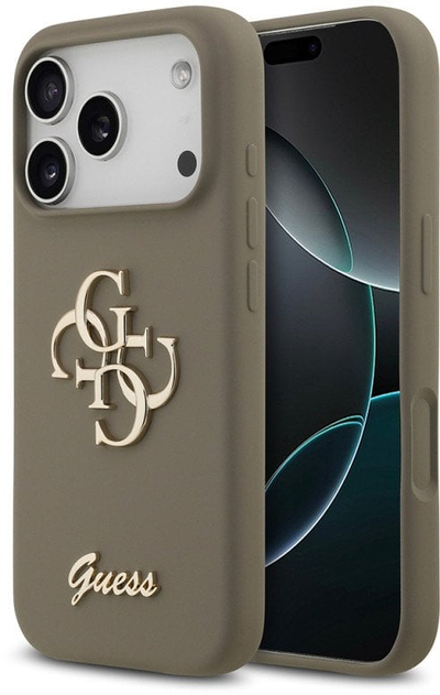 Mbulesë telefoni Guess 4G Silicone Script, për iPhone 17 Pro, MagSafe, kafe