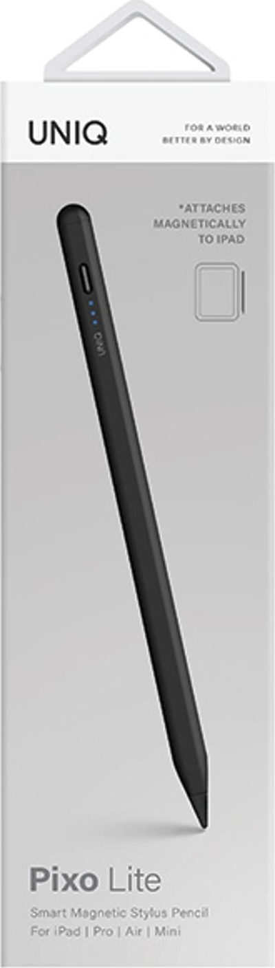 Дигитален пенкало Uniq Pixo Lite, магнетен стилус за iPad, USB C, црна графит