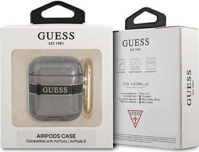 Kapak mbrojtës Guess Strap Collection për AirPods, me rrip, i zi