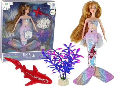 Kukull sirenë Emily the Mermaid, bisht që ndryshon ngjyrë, aksesorë rozë
