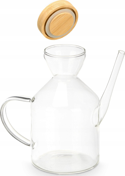 Shishe vaji Vivalto, qelq, kapak bambuje, 600 ml, transparente
