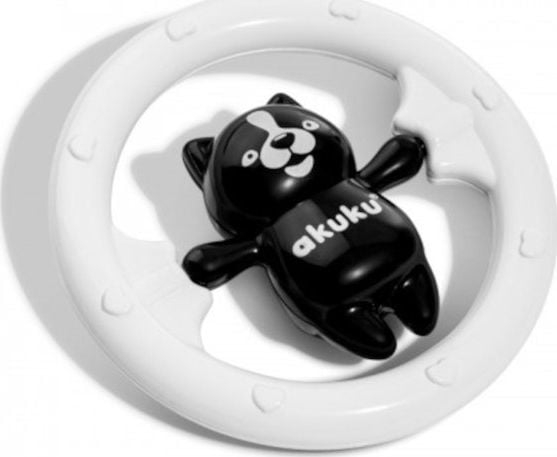 Lodër shqotë për foshnje Akuku Sensory Teddy Bear, bardh e zi, 10cm