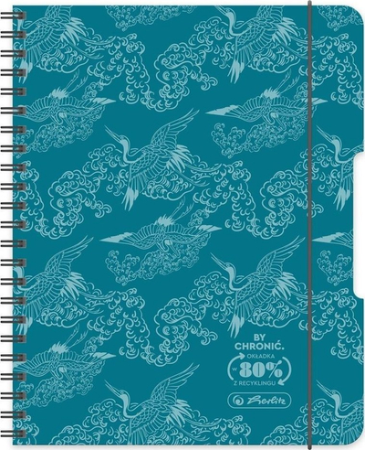 Fletore me spirale Herlitz A4, 80 faqe, me kuadrate, kapak i fortë, ngjyrë turquoise, set me 2 copë