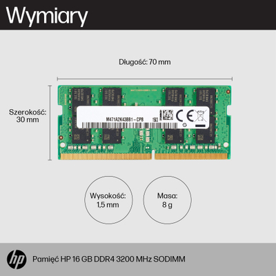 Memorie RAM HP 16GB DDR4 SODIMM, 3200MHz