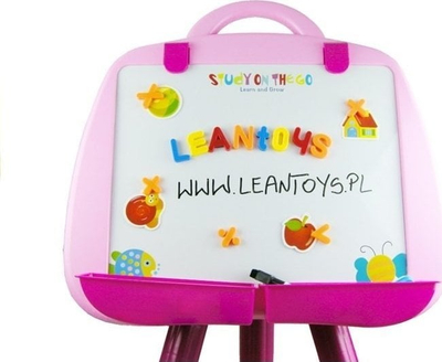 Tabla magnetike për kalamaj Magnetic Board, me shkronja dhe numra, me molbert, rozë