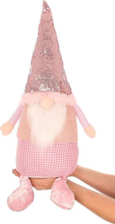 Figurine dekorative Saska Christmas Elf Dwarf Santa, 50cm, rozë