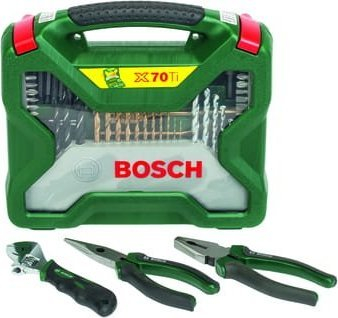 Set aksesorësh për stërvitje Bosch X-Line 70 copë, me shpime dhe bita, në kuti plastike