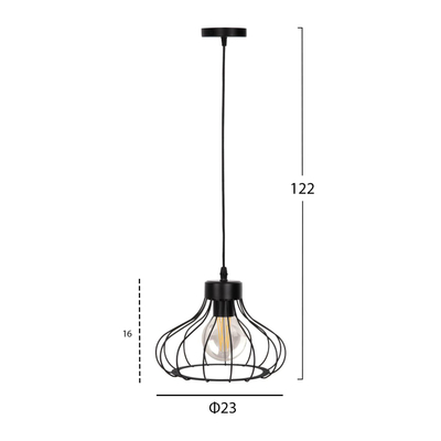 Llambë e varur tavani Φ23x122Hcm (HM4114), zezë