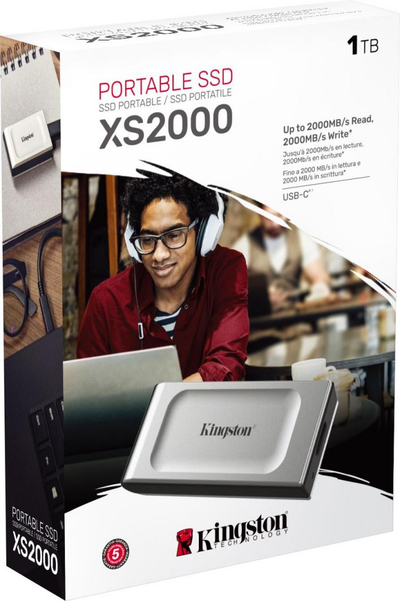 SSD Kingston XS2000, 1 TB, e argjendtë/zezë