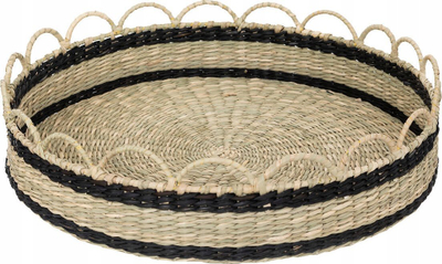 Tabaka servirje Atmosphera Round Woven Seagrass, 35cm, bari deti, bezhë me të zezë