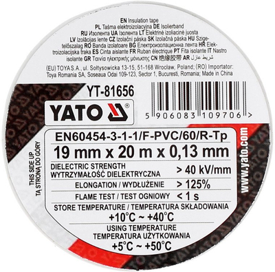 Shirit izolues Yato YT-81656, 19mm x 20m, i bardhë