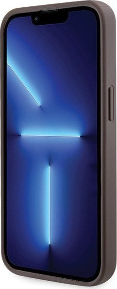 Mbulesë telefoni Guess GUHCP13LP4TDSCPW për iPhone 13 13 Pro, hardcase me varëse crossbody, 4G Metal Logo, kafe