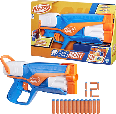 Lodër blaster Nerf N Series Agility, 12 darts shkumë, magazinë 6 darts, shumëngjyrësh