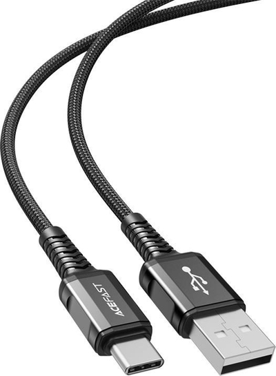 Kabllo USB Acefast USB A në USB C, 1.2 m, 3A, e zezë