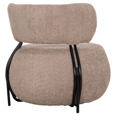 Fotelë lounge Karsen HM9598.08, pëlhurë bouclé, 79x82x74cm, bezhë e errët