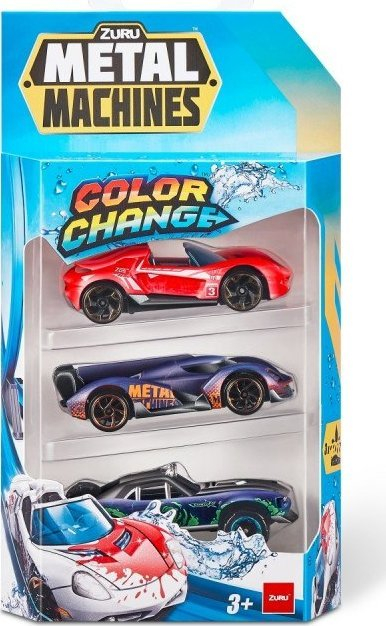 Set makina lodër Zuru Color Changing Car, 3 copë, metalike, shumëngjyrëshe