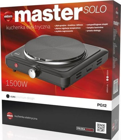 Shporet elektrik me një pllakë Eldom PG12 Master Solo, 1500W, i zi